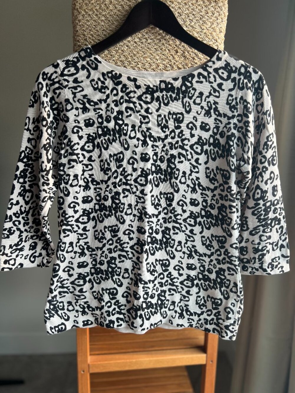 Cotton Abstract Print Black and White Top